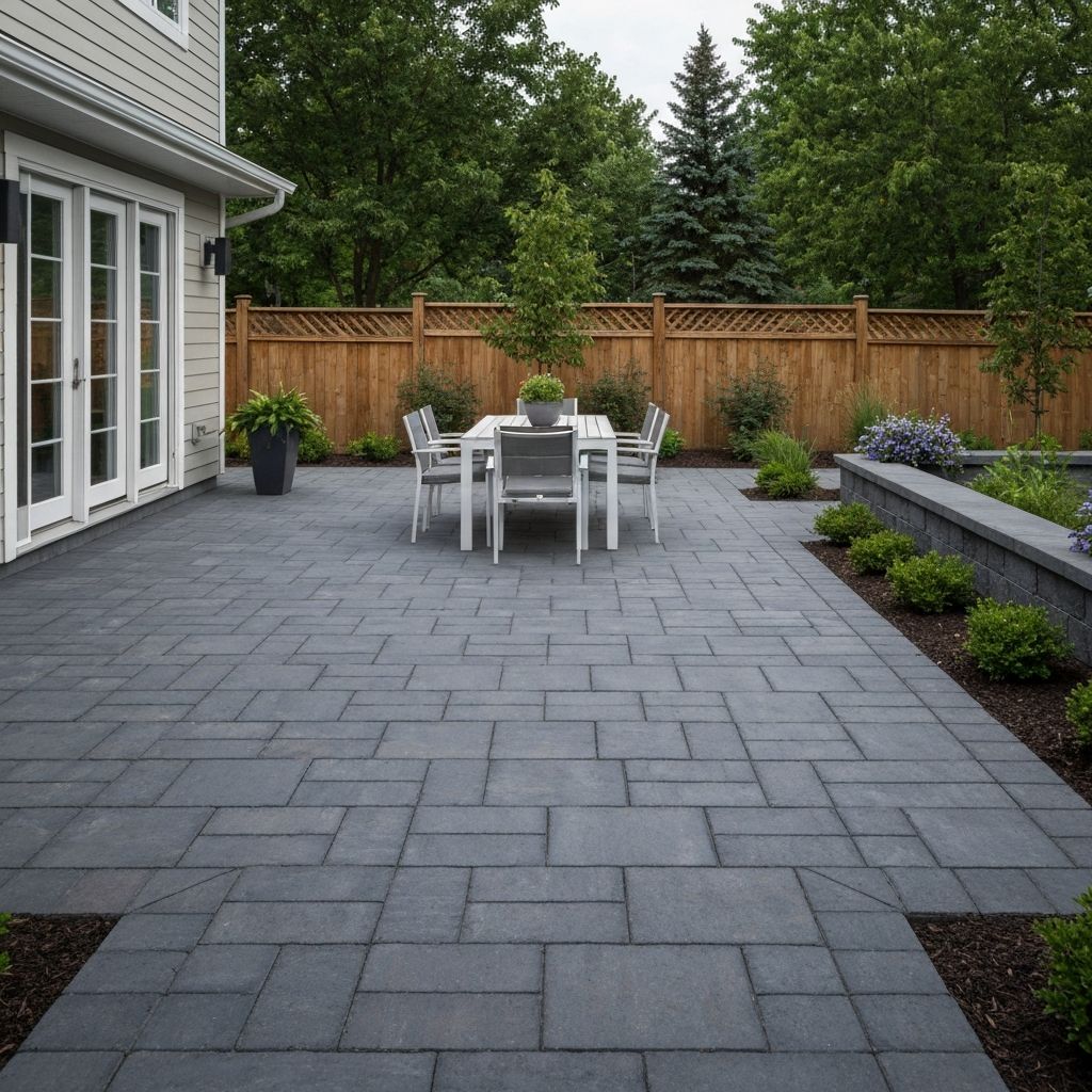 Luxury backyard patio with pavers